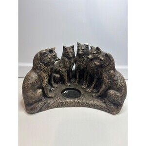 WINDSTONE EDITIONS WOLF COUNCIL WOLVES PACK VOTIVE CANDLE HOLDER PENA 2001